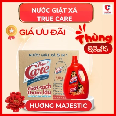 Thùng 4 Chai 3.6kg Nước giặt xả 5in1 hương hoa giặt sạch đặc tiết kiệm bọt