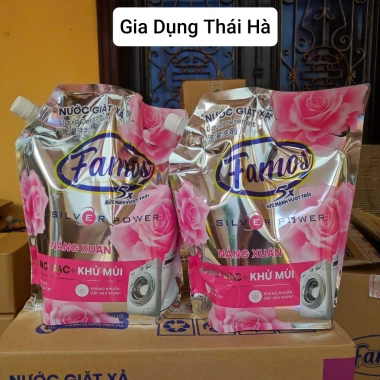 Thùng 4 Túi Nước Giặt FAMOS 3,2L - Công Nghệ Nano Bạc, Khử Mùi, 5x Sức Mạnh, Giá 150.000 VND