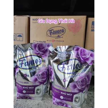 Thùng 4 Túi Nước Giặt FAMOS 3,2L - Công Nghệ Nano Bạc, Khử Mùi, 5x Sức Mạnh, Giá 150.000 VND