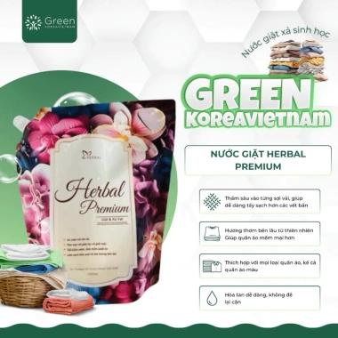 Thùng 4 túi nước giặt HERBAL PRENUM – Hương nước hoa Pháp, mềm vải, sạch khuẩn, an toàn da – 150k