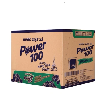 Thùng 4 Túi Nước Giặt Xả Power 100 Hương Nước Hoa Pháp 3.2kg Giá ưu đãi 496k