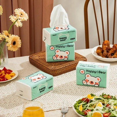 Thùng 40 gói Happy Bear Giấy Rút Lụa Trắng 360 tờ 3 lớp không mùi - Dai dày, mềm mại, chỉ 225.000đ