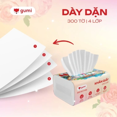 Thùng 42 gói giấy ăn cao cấp Gumi 3/4 lớp mềm mịn, tiện lợi cho phòng khách, giá 213.700đ 3