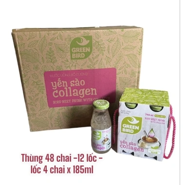 Thùng 48 chai Yến sào và Đông trùng hạ thảo Green Bird - 12 lốc 4 chai/lốc 185ml - Giá 1.190.000 VND