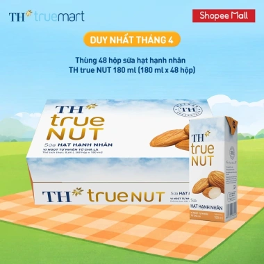 Thùng 48 hộp sữa hạt hạnh nhân TH True Nut 180ml Giá ưu đãi 621.510₫ giàu protein