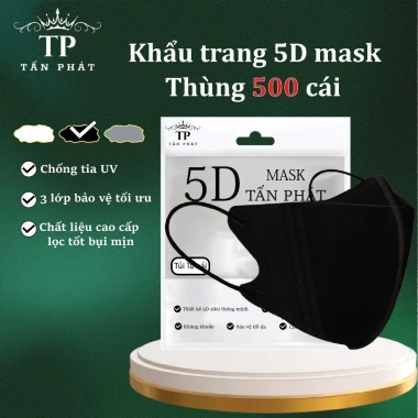 Thùng 500 Cái Khẩu Trang 5D Tấn Phát Giá 42.000 VNĐ Bảo Vệ Cao Thoáng Khí Đa Dụng