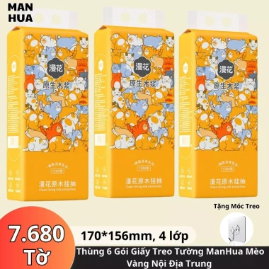 Thùng 6 Bịch 6.000 Tờ Giấy Treo Đa Năng Hoa Vàng C&E 4 Lớp – Chính Hãng, Bền, Giá Tốt