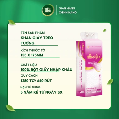 Thùng 6 Bịch Giấy Rút Treo Tường Hanoi Silk Mềm Dai Thấm Nước Không Rách 1.280 Tờ Tặng Móc Treo