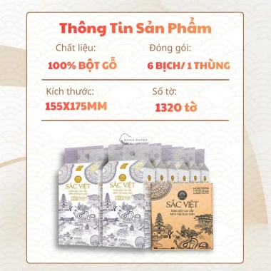 Thùng 6 Bịch Giấy Treo Tường Sắc Việt 1.320 tờ 4 lớp mềm mịn - Bột gỗ tự nhiên 100% - Giá chỉ 123.000₫ 2