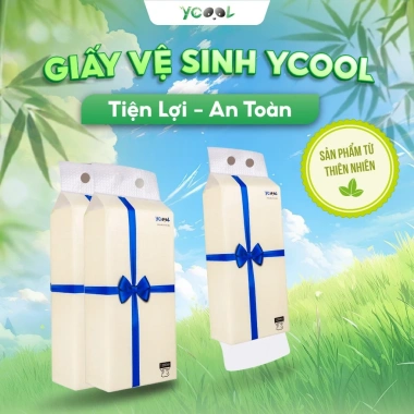 Thùng 6 bịch Giấy vệ sinh treo tường YCOOL bột gỗ nguyên chất 1.280 tờ 4 lớp giá 146.000 VND