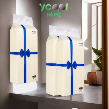 Thùng 6 bịch Giấy vệ sinh treo tường YCOOL bột gỗ nguyên chất 1.280 tờ 4 lớp giá 146.000 VND