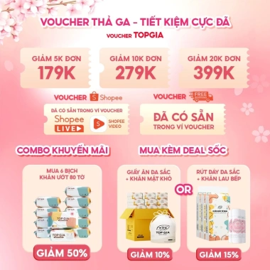 Thùng 6 bịch khăn giấy rút Top Gia treo tường đa sắc 1.280 tờ - dập vân 4D, siêu dai, mềm mịn, giá chỉ 125k