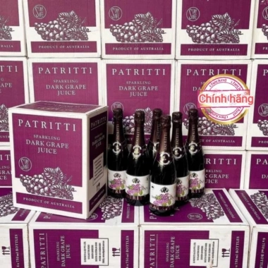 Thùng 6 chai Patritti Sparkling Grape Juice Úc 750ml - Nước ép nho thơm ngon, giảm giá 875.000 VND