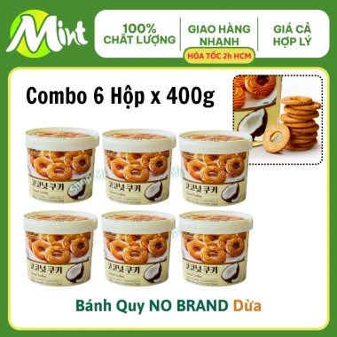Thùng 6 Hộp Bánh Quy Giòn NoBrand 400g Mix Bơ Dừa ChocoChip - Chính Hãng, 402.000₫
