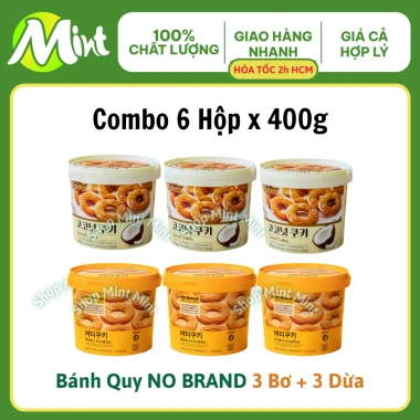 Thùng 6 Hộp Bánh Quy Giòn NoBrand 400g Mix Bơ Dừa ChocoChip - Chính Hãng, 402.000₫