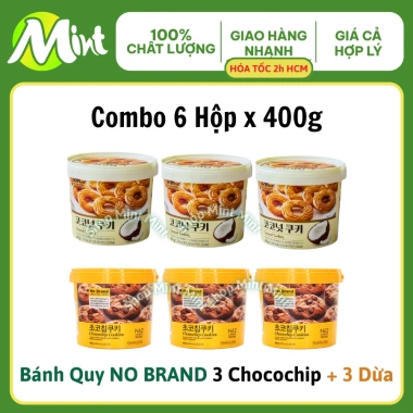 Thùng 6 Hộp Bánh Quy Giòn NoBrand 400g Mix Bơ Dừa ChocoChip - Chính Hãng, 402.000₫