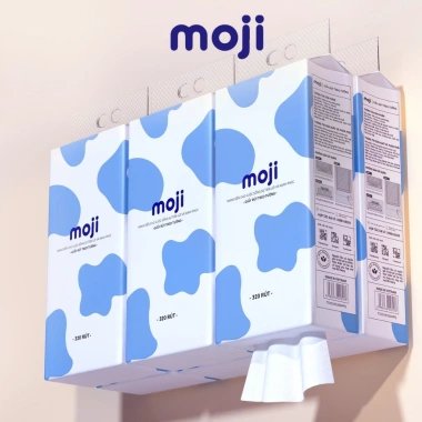 Thùng 6 túi Giấy rút treo tường MOJI 4 lớp 100% bột gỗ nguyên sinh không tẩy trắng - Tặng 3 móc treo, giảm giá tới 18% 8