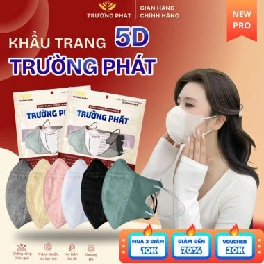 Thùng 600/400 khẩu trang 5D TRƯỜNG PHÁT kháng khuẩn, lọc bụi, chống UV - 35.000₫