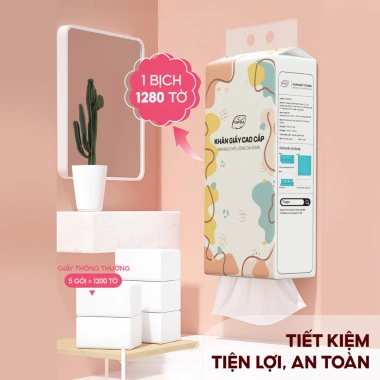 Thùng 8 bịc khăn giấy treo tường Top Gia đa sắc 1.280 tờ 100% bột gỗ nguyên sinh Giá ưu đãi 125.000 VND 5