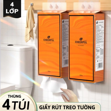 Thùng 8 Bịch Giấy Rút Treo Tường Cheerful 1.280 tờ Giá 145.000 VND, dễ lắp đặt
