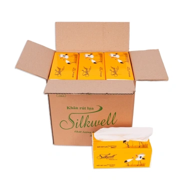 Thùng 9 giấy ăn rút Silkwell 200 tờ 3 lớp Mềm mịn, không tẩy trắng - 117.000 VND