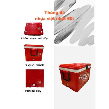 Thùng đá đỏ 60L không kèm phụ kiện – Giá chỉ 630.000đ, giảm mạnh, không khung khay