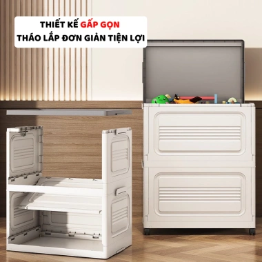 Thùng Đựng Quần Áo Dung Tích Lớn Q430 - Hộp Nhựa Gấp Gọn, Bánh Xe Di Chuyển, Giá 349k