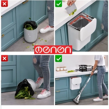Thùng đựng rác nhựa PP NENON - nắp treo, cánh tủ hoặc dán tường, giảm giá 169k
