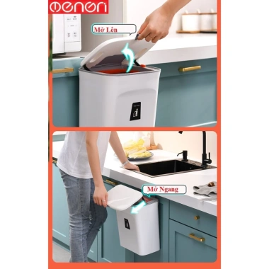 Thùng đựng rác nhựa PP NENON - nắp treo, cánh tủ hoặc dán tường, giảm giá 169k