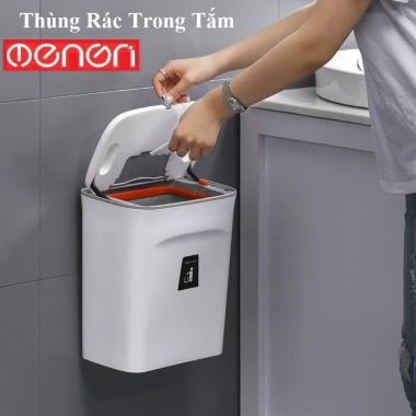 Thùng đựng rác nhựa PP NENON - nắp treo, cánh tủ hoặc dán tường, giảm giá 169k