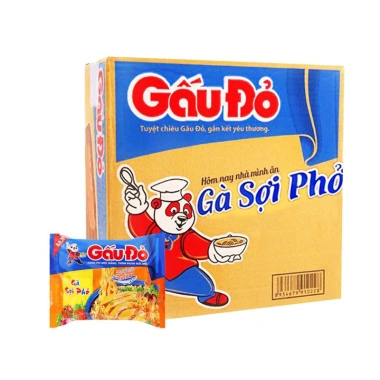 Thùng mì Gấu Đỏ gà sỏi phở và tôm chua cay - Giảm giá chỉ 57.525đ, hương vị thơm, tiện lợi