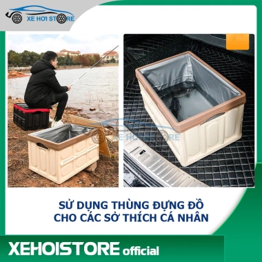 Thùng Nhựa Gấp Gọn 55L Nắp Đậy Ô Tô - Hộp Đựng Đồ Đi Chợ Picnic Dã Ngoại, Giá 60.000đ 5