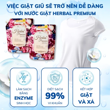 Thùng Nước Giặt HERBAL PREMIUM Mẫu Mới 2.025 Hương Nước Hoa Pháp Giá 90.000đ Giảm Giá 5