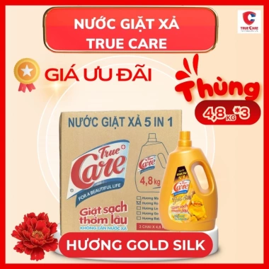 Thùng nước giặt True Care 3 chai 4,8kg Giặt sạch, thơm lâu, không cần nước xả, 511.000₫