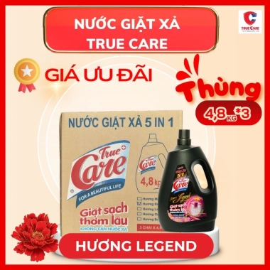 Thùng nước giặt True Care 3 chai 4,8kg Giặt sạch, thơm lâu, không cần nước xả, 511.000₫