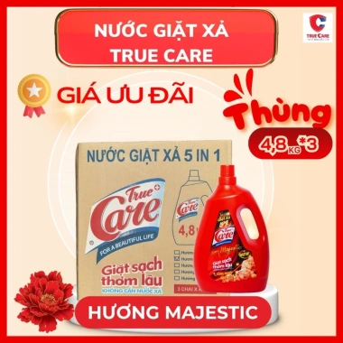 Thùng nước giặt True Care 3 chai 4,8kg Giặt sạch, thơm lâu, không cần nước xả, 511.000₫