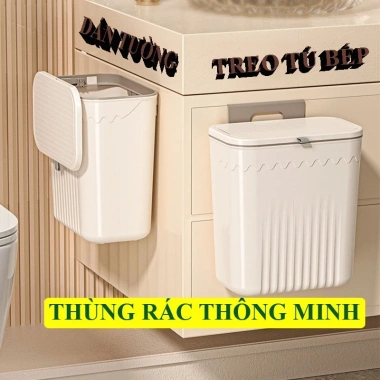 Thùng rác dán tường 12L treo tủ bếp - nắp lật thông minh, tiện dụng cho nhà bếp