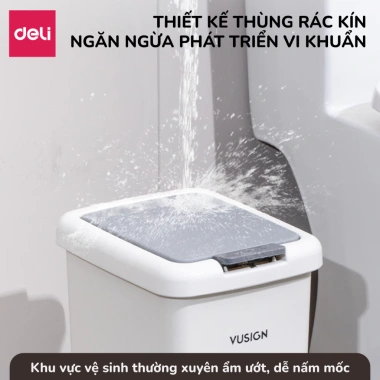 Thùng rác đạp chân Deli 10-15L chữ nhật nắp đậy chống mùi phòng khách & ngủ 7 Thùng rác đạp chân Deli 10-15L chữ nhật nắp đậy chống mùi phòng khách & ngủ 7