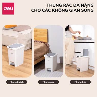 Thùng rác đạp chân Deli 10-15L chữ nhật nắp đậy chống mùi phòng khách & ngủ 8 Thùng rác đạp chân Deli 10-15L chữ nhật nắp đậy chống mùi phòng khách & ngủ 8