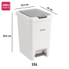 Thùng rác đạp chân Deli 10-15L chữ nhật nắp đậy chống mùi phòng khách & ngủ 10