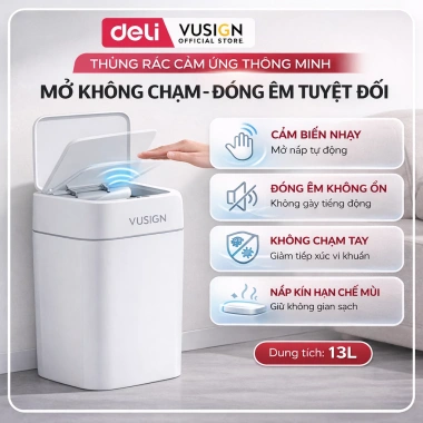 Thùng rác đạp chân Deli 10-15L chữ nhật nắp đậy chống mùi phòng khách & ngủ 20 Thùng rác đạp chân Deli 10-15L chữ nhật nắp đậy chống mùi phòng khách & ngủ 20