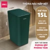 Thùng rác đạp chân Deli 10-15L chữ nhật nắp đậy chống mùi phòng khách & ngủ 24