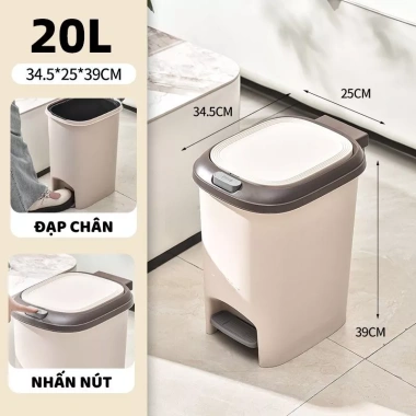 Thùng Rác ENODA HOME TR021 Kích Thước, Nắp Đậy, Đạp Chân Nhấn Nút - Giá 89.000₫