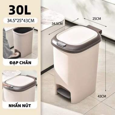 Thùng Rác ENODA HOME TR021 Kích Thước, Nắp Đậy, Đạp Chân Nhấn Nút - Giá 89.000₫