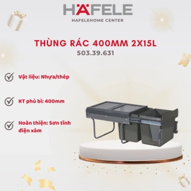 Thùng rác Hafele 400mm 2x15L - Thiết kế gọn, dung tích 30L, giá ưu đãi 2.656.800 VNĐ