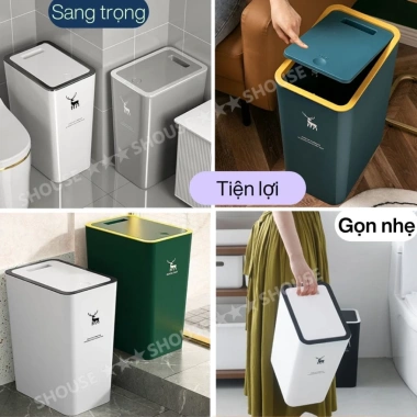 Thùng Rác Hươu Nắp Bật Shouse Thông Minh, Đựng Rác và Túi Rác Kèm Giá Tốt