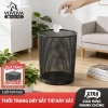 Thùng rác lưới thép đen nướng kim loại, giấy vụn, sọt áo, tặng túi rác - 31.000₫