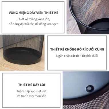 Thùng rác lưới thép đen nướng kim loại, giấy vụn, sọt áo, tặng túi rác - 31.000₫ 3 Thùng rác lưới thép đen nướng kim loại, giấy vụn, sọt áo, tặng túi rác - 31.000₫ 3