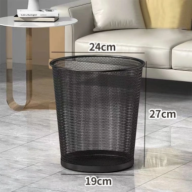 Thùng rác lưới thép đen nướng kim loại, giấy vụn, sọt áo, tặng túi rác - 31.000₫