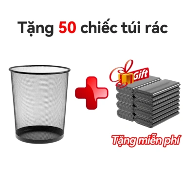 Thùng rác lưới thép đen nướng kim loại, giấy vụn, sọt áo, tặng túi rác - 31.000₫
